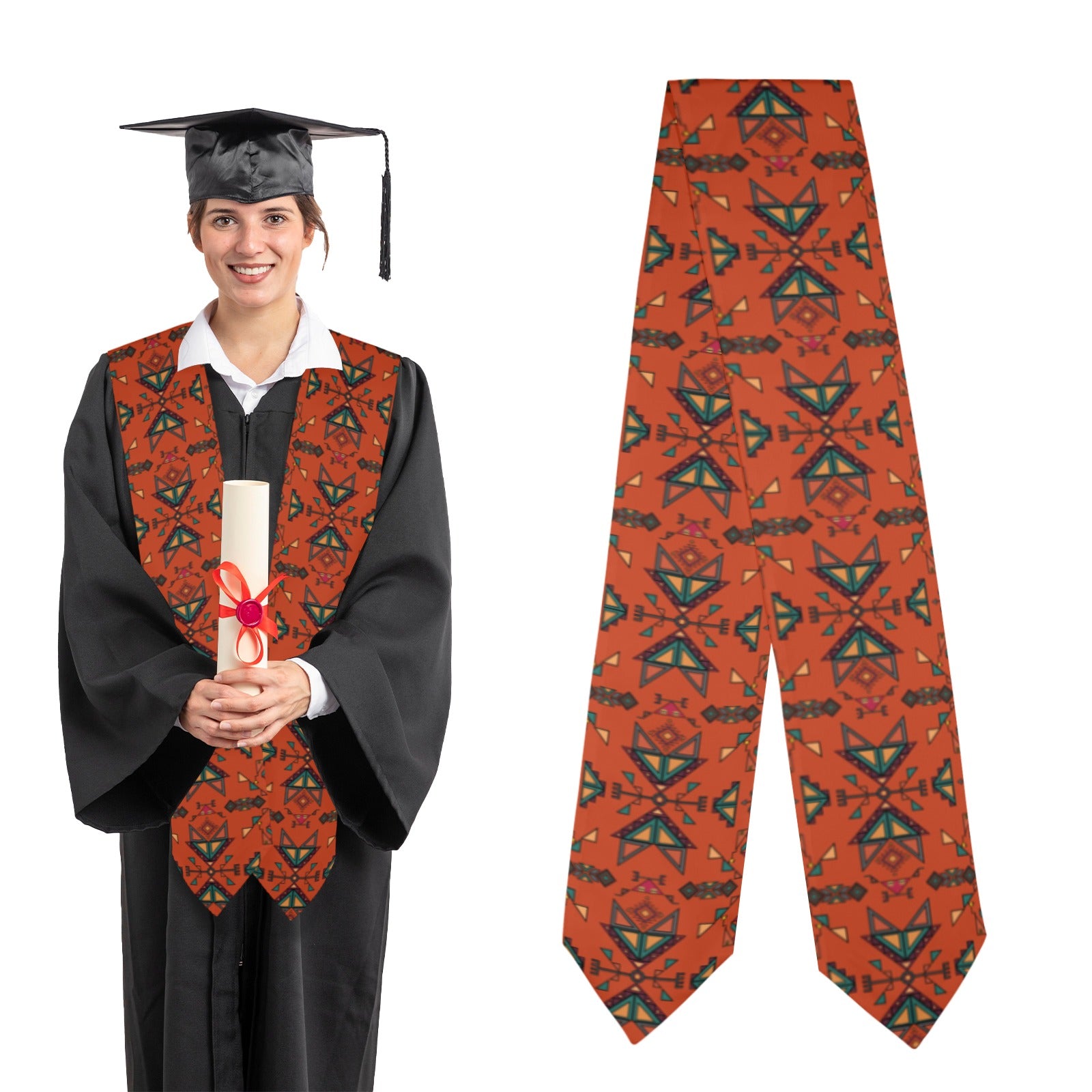 Arrow Dawn Orange Graduation Stole