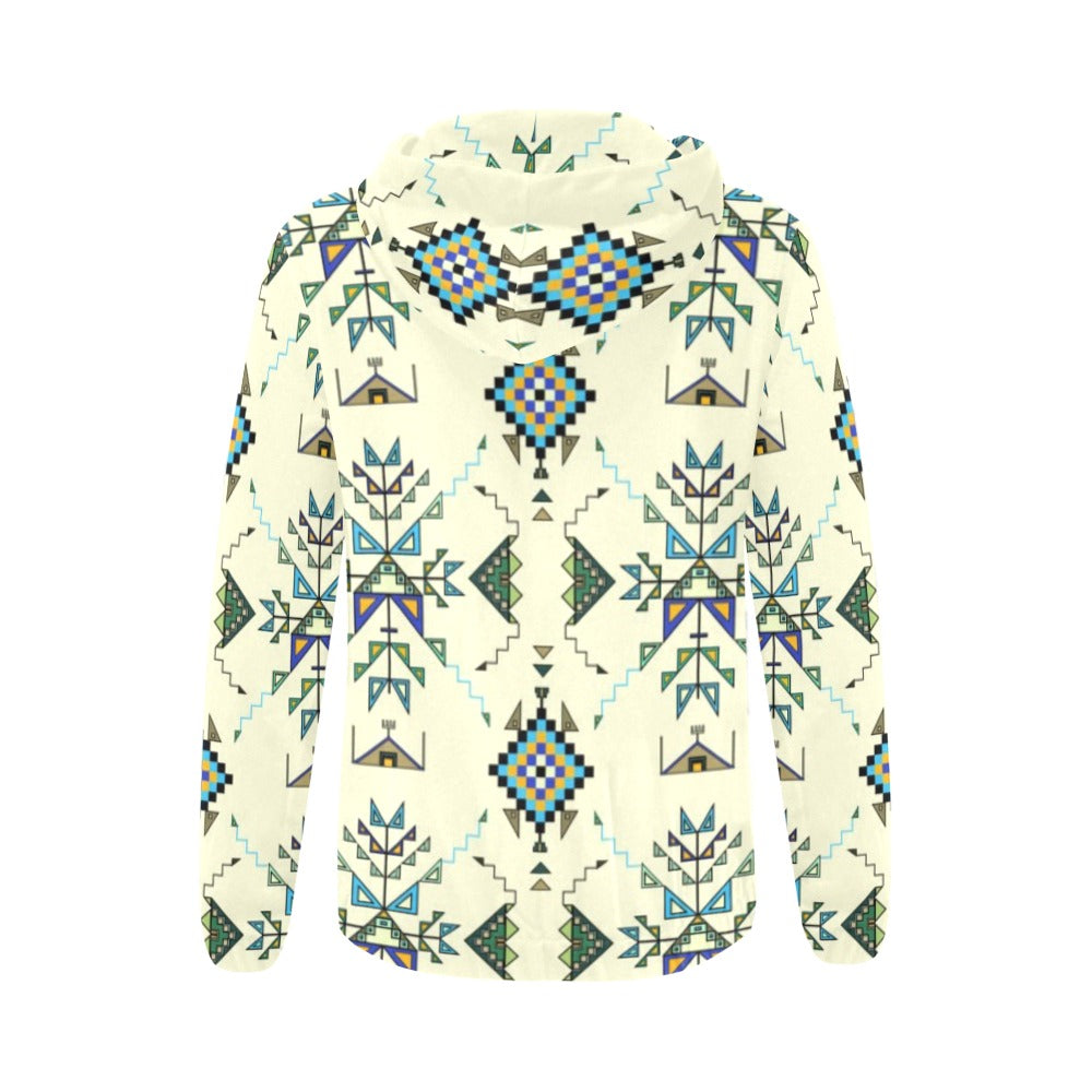 Bear Shield Cream Full Zip Hoodie for Women