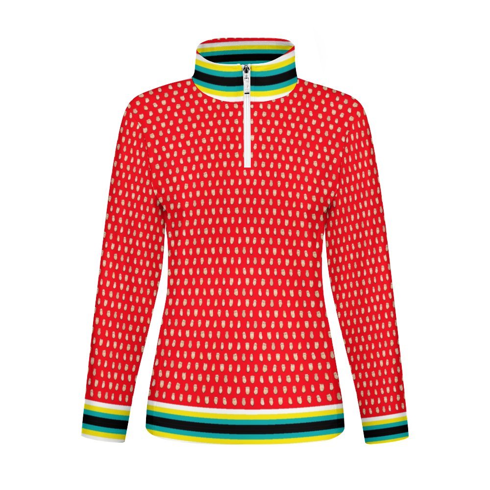 Elk Teeth on Red Long Sleeve Yoga Shirt