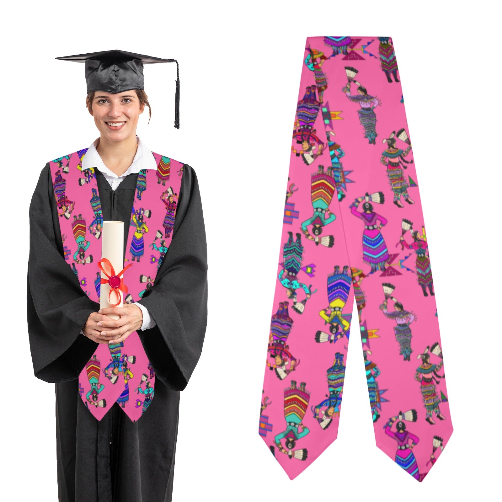 Women's Jingle Dancers Pink Graduation Stole