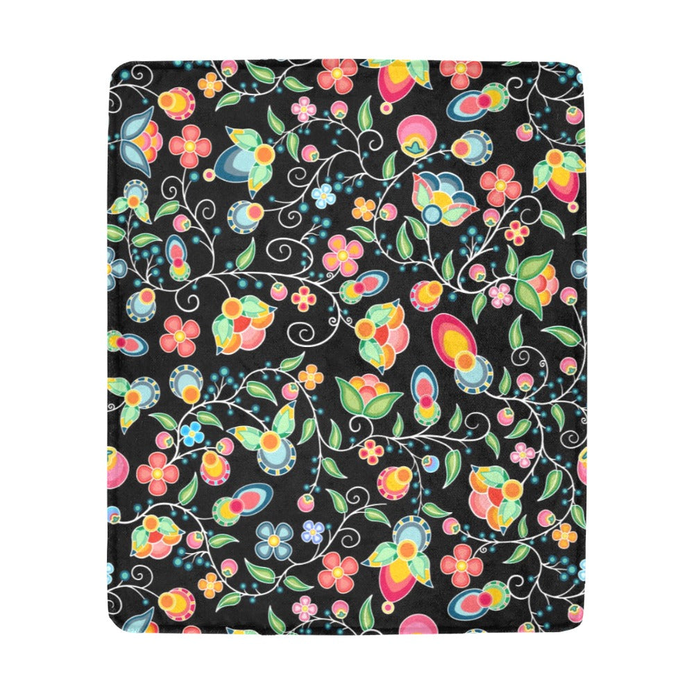 Floral Bounty Black Ultra-Soft Micro Fleece Blanket 50"x60"