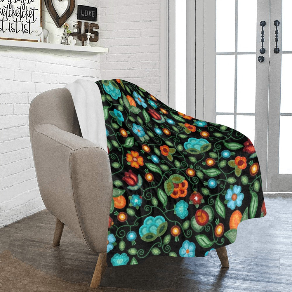 Prairie Fire Petals Black Ultra-Soft Micro Fleece Blanket 40"x50"