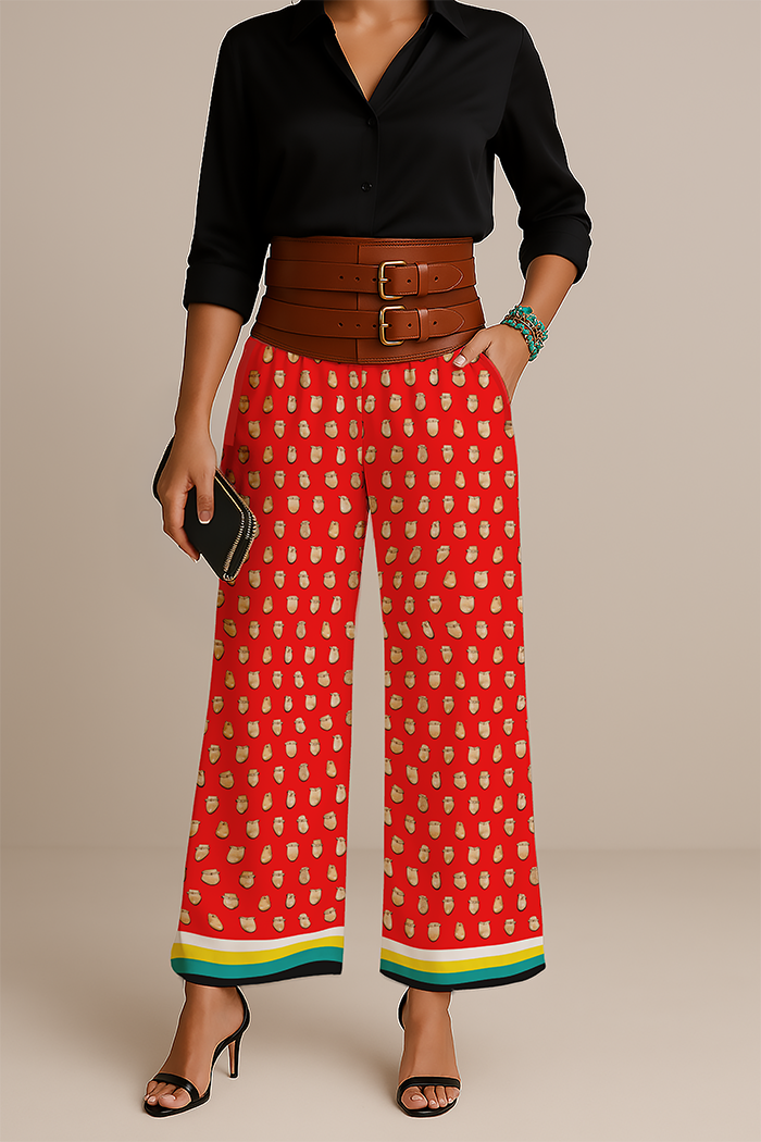 Elk Teeth on Red Women's Pants