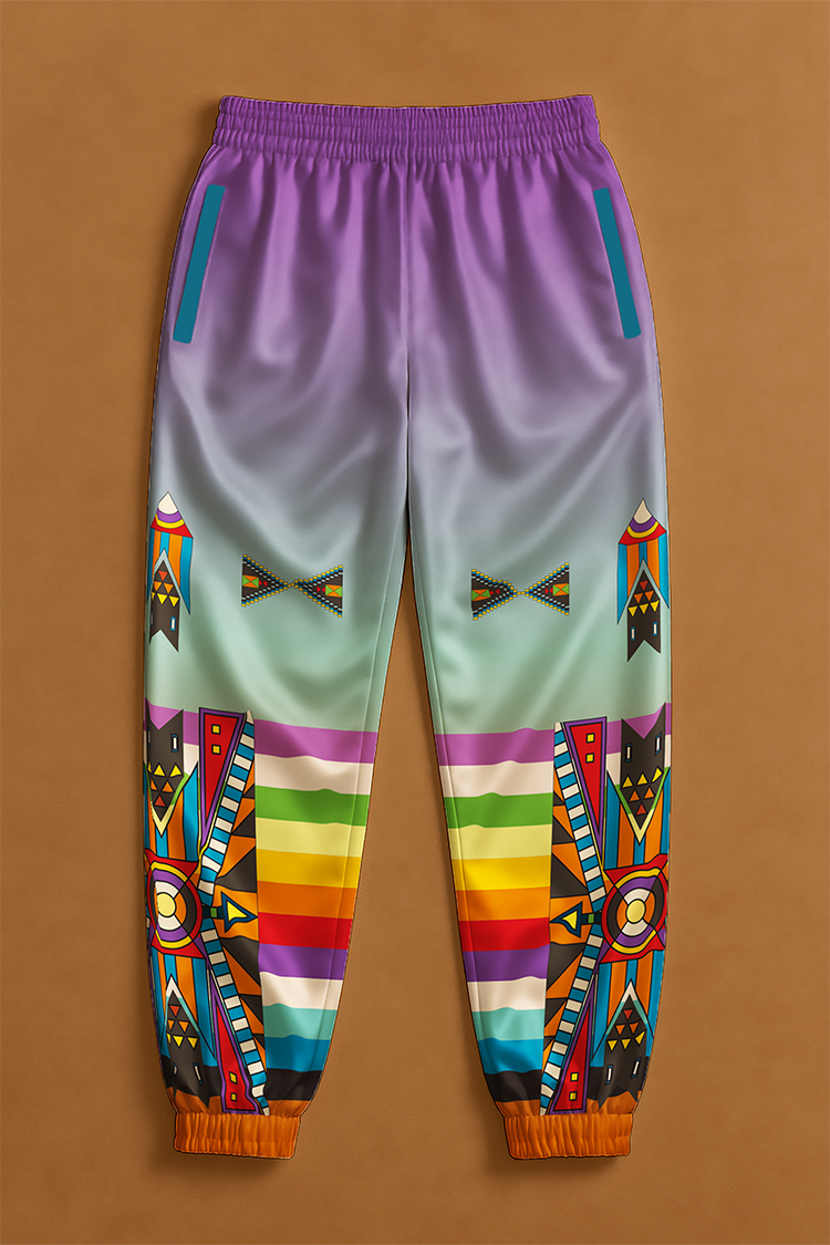 Blooming Spirit Geometric Ribbon Jogger Pants