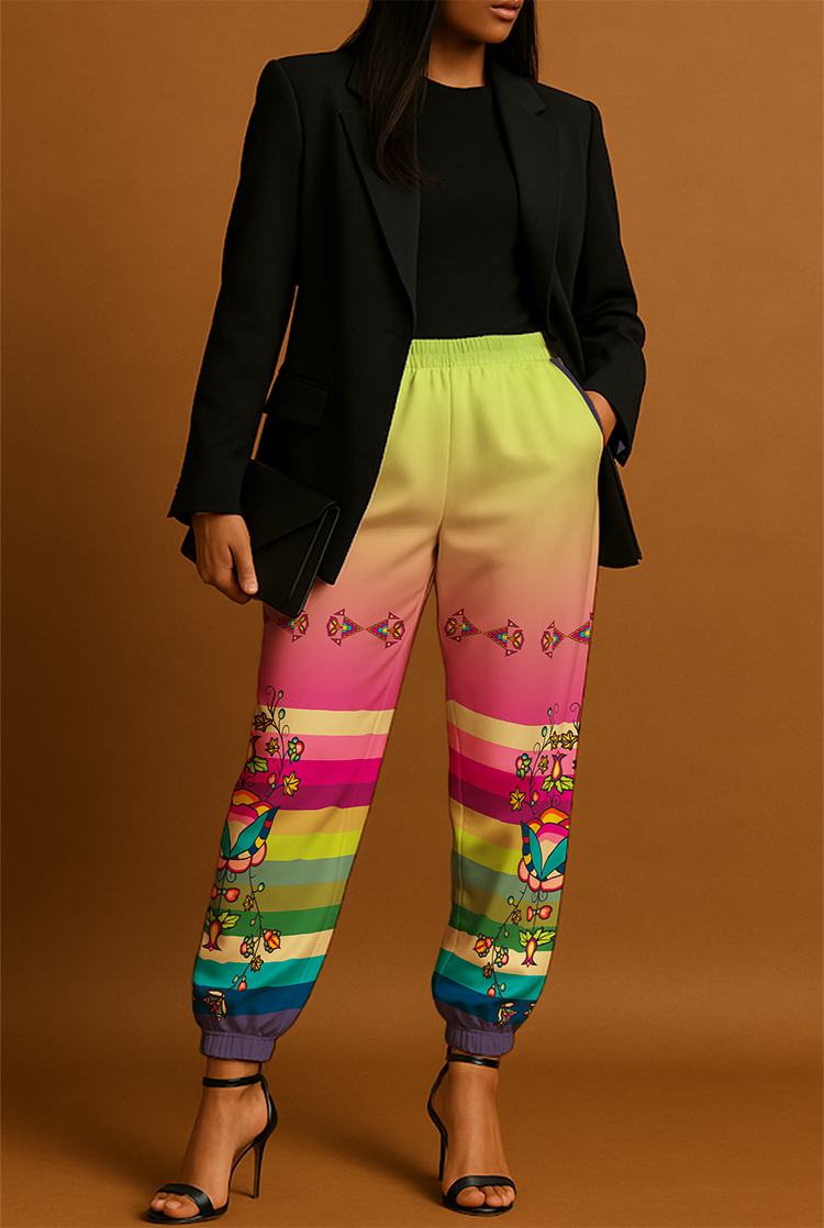 Sacred Bloom Vine Ribbon Jogger Pants