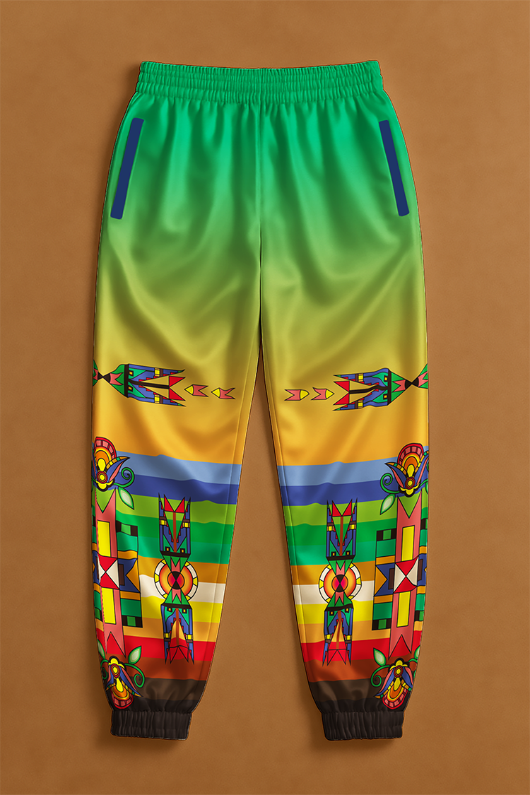 Spirit Blossom Harmony Geometric Ribbon Jogger Pants