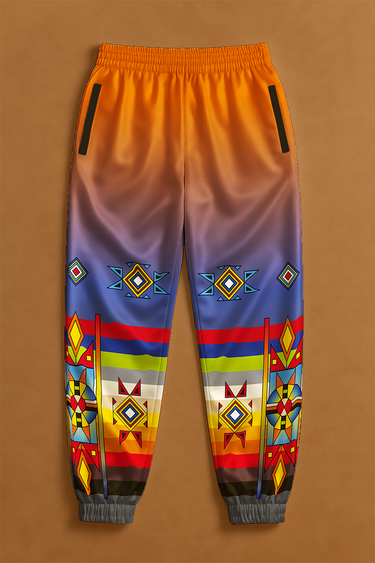 Sunset Pathways Geometric Ribbon Jogger Pants