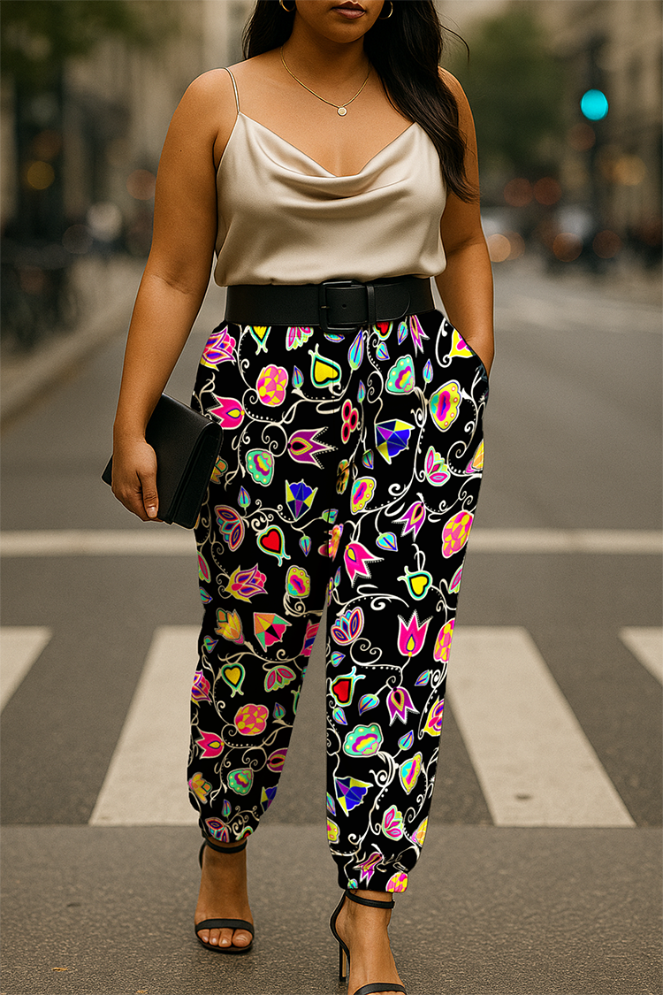 Indigenous Paisley Black Ribbon Jogger Pants