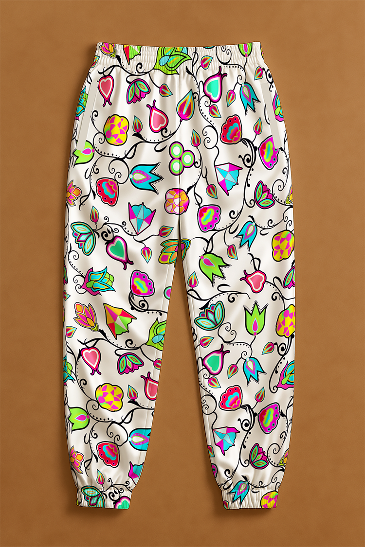 Indigenous Paisley White Ribbon Jogger Pants