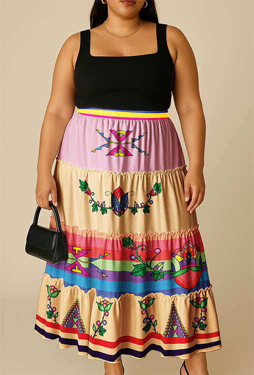 Heartberry Bloom Cream Three Tier Skirt