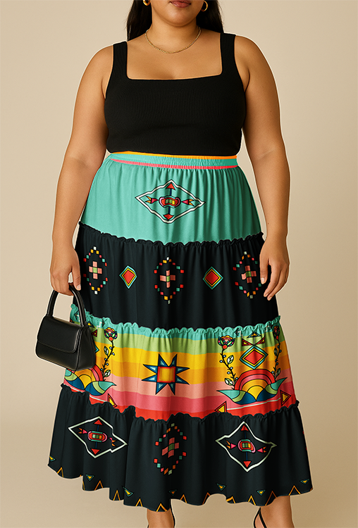 Horizon Blossom Dark Three Tier Skirt