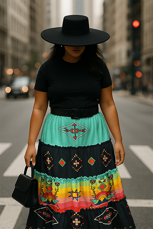 Horizon Blossom Dark Three Tier Skirt