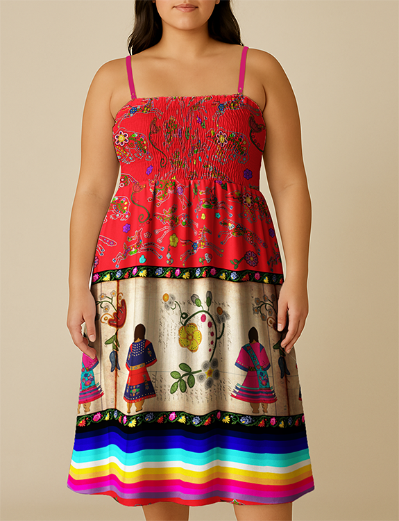 Floral Ledger Sisters Red Smock Top Dress