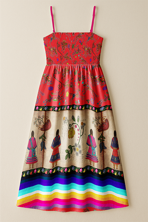 Floral Ledger Sisters Red Smock Top Dress