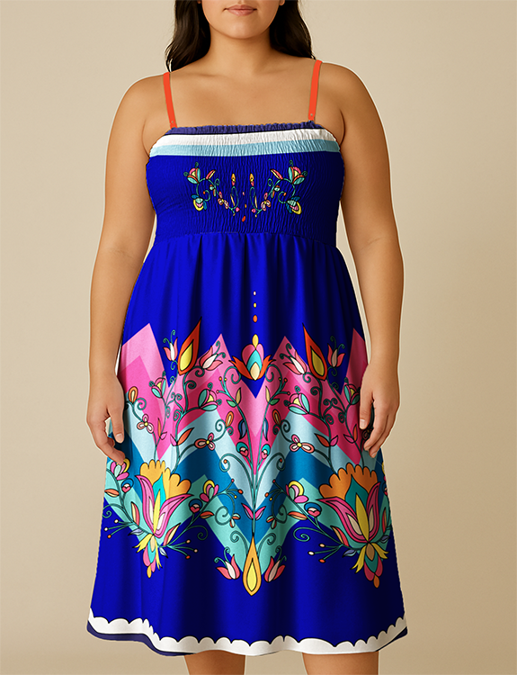 smock top dress Thunder Mesa Petals Blue Smock Top Dress XL