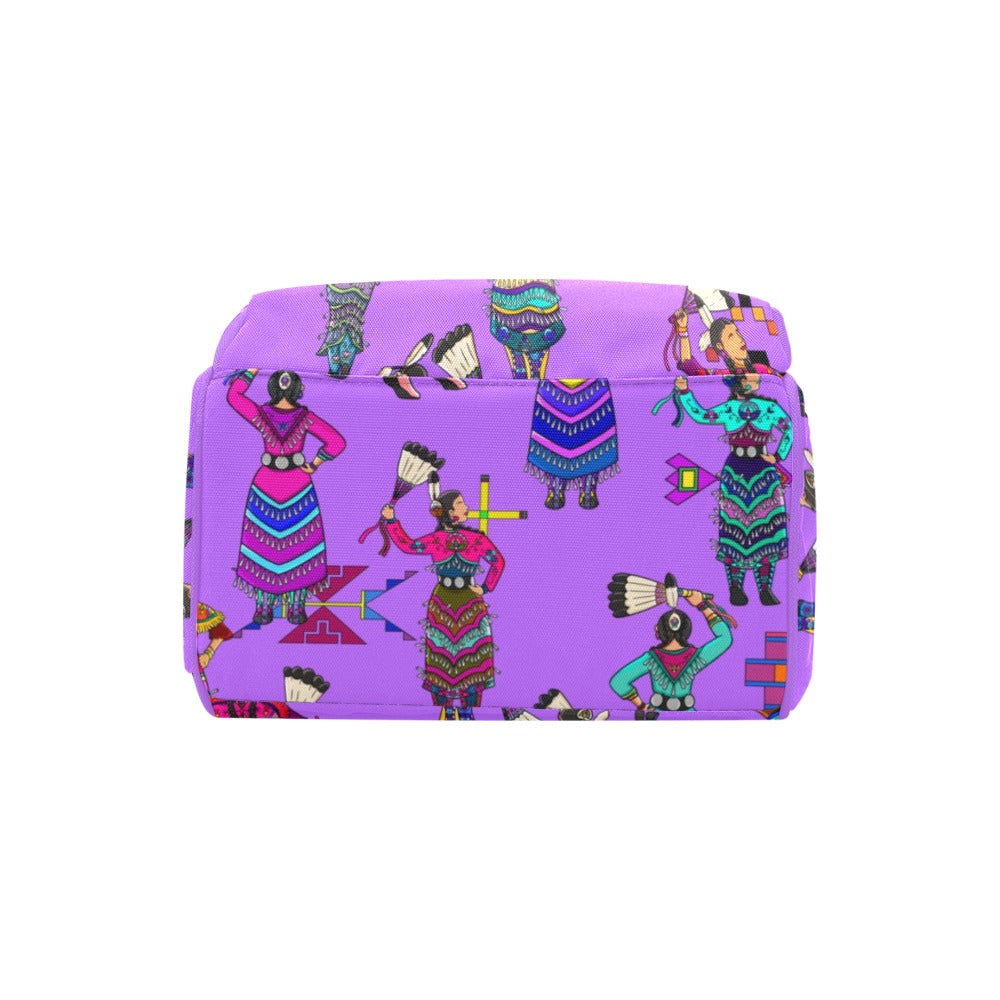 Women's Jingle Dancers Purple Multi-Function Diaper Backpack/Diaper Bag