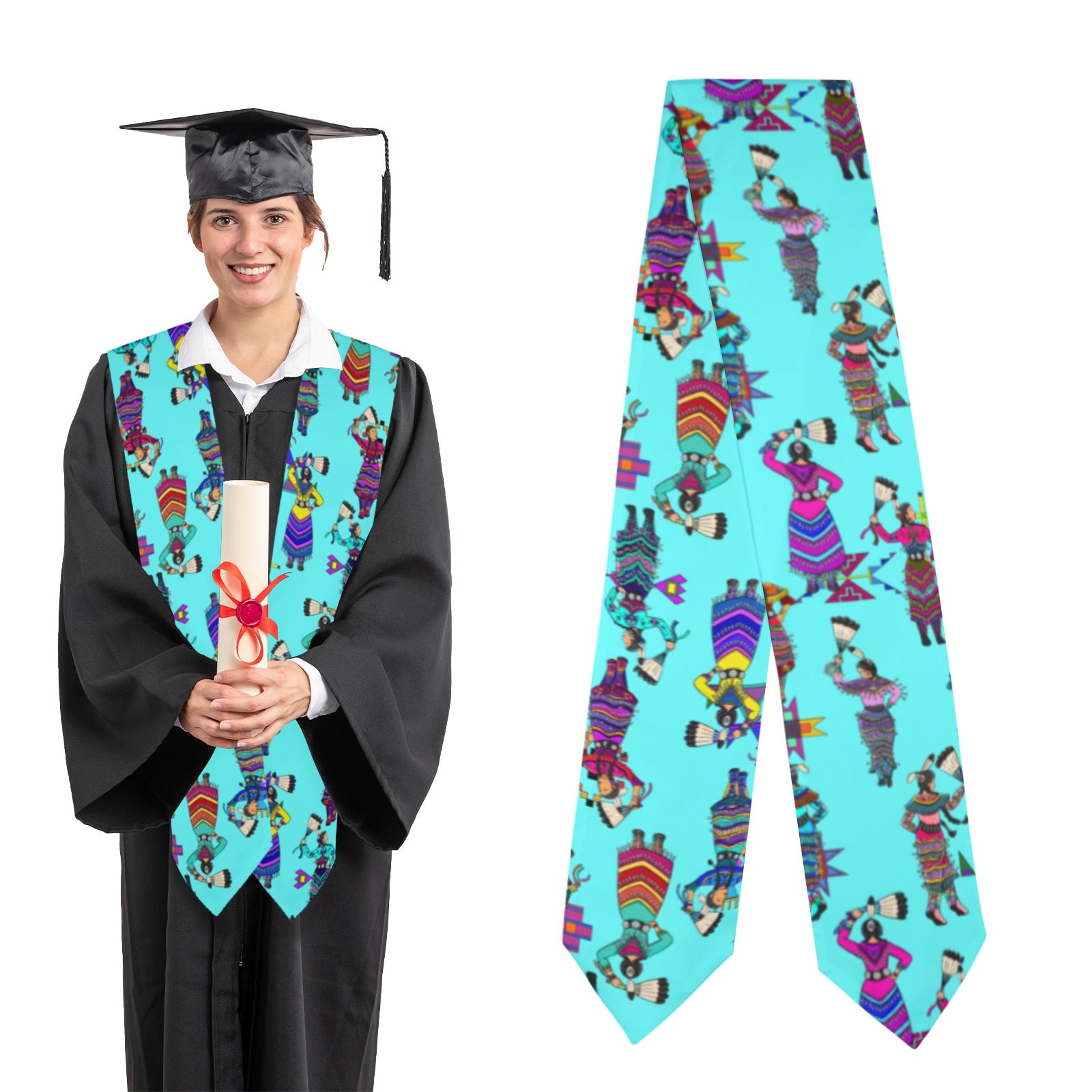Women's Jingle Dancers Turquoise Graduation Stole