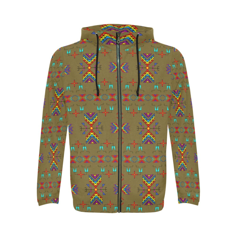 Rainy Chief Rainbow Sage Grass Men's Zipper Hoodie