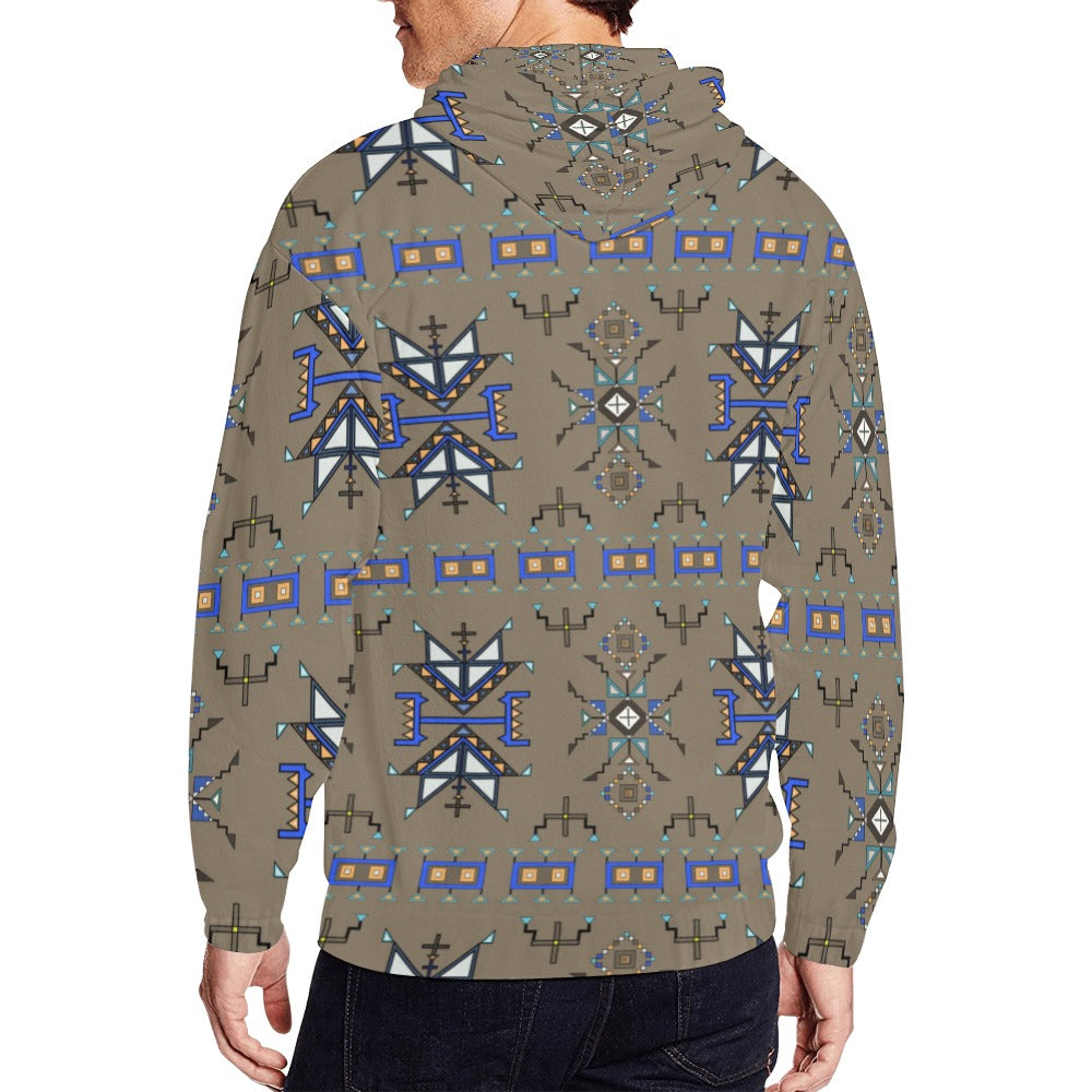 Eagle Strike Brown Men's Zipper Hoodie