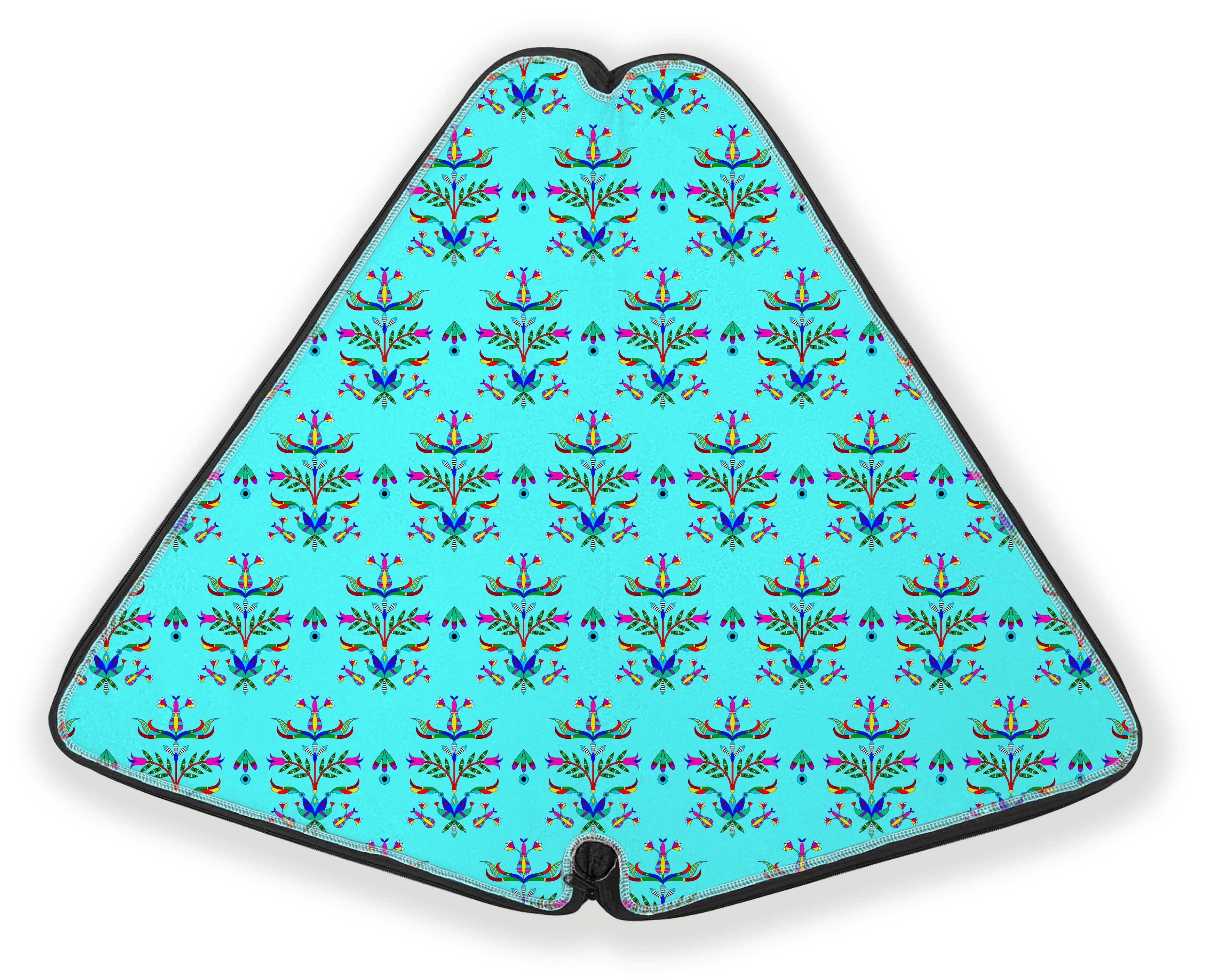 27 Inch Fan Case - Dakota Damask Turquoise