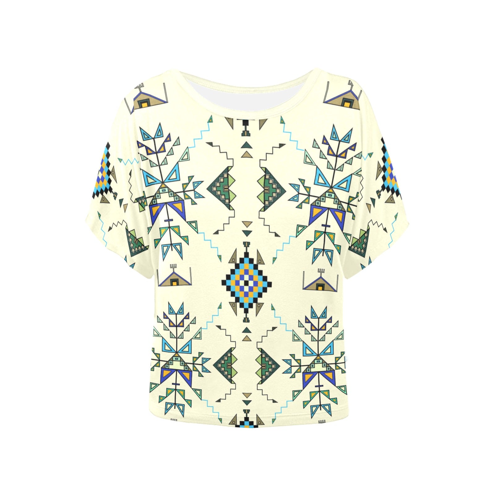 Bear Shield Cream Women's Batwing-Sleeved Blouse T shirt