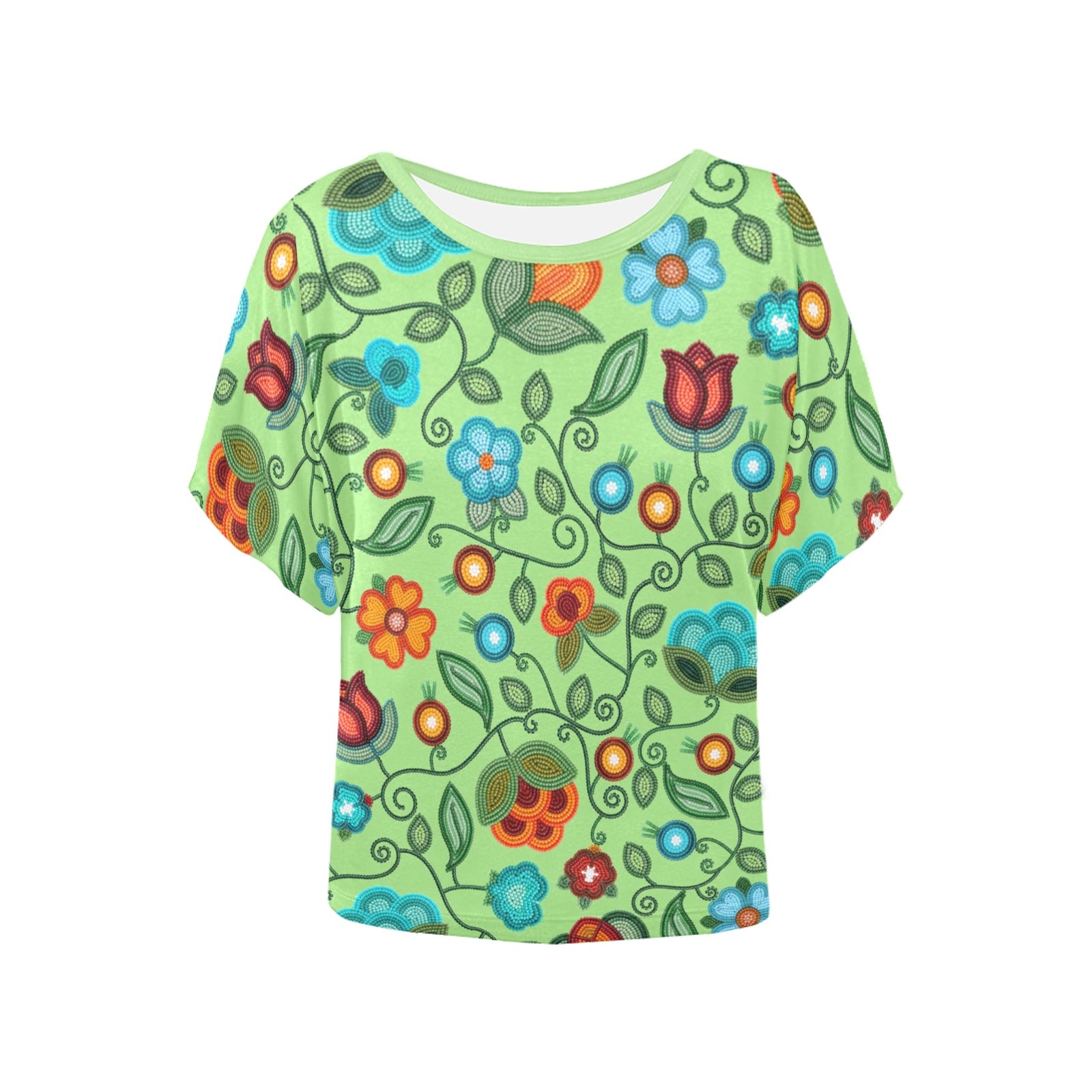 Prairie Fire Petals Sage Women's Batwing-Sleeved Blouse T-shirt
