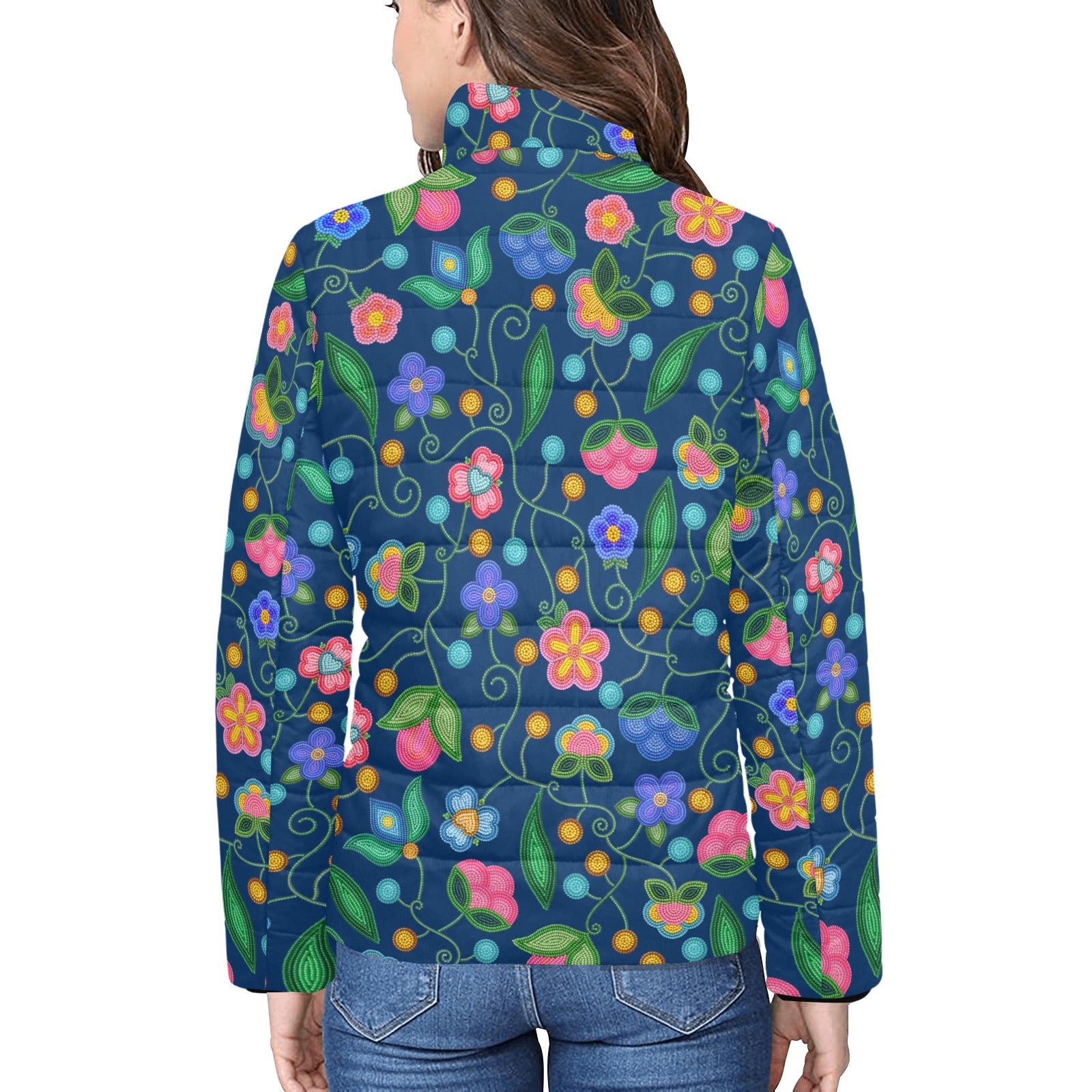 Skyberry Serenade Navy Women's Stand Collar Padded Jacket