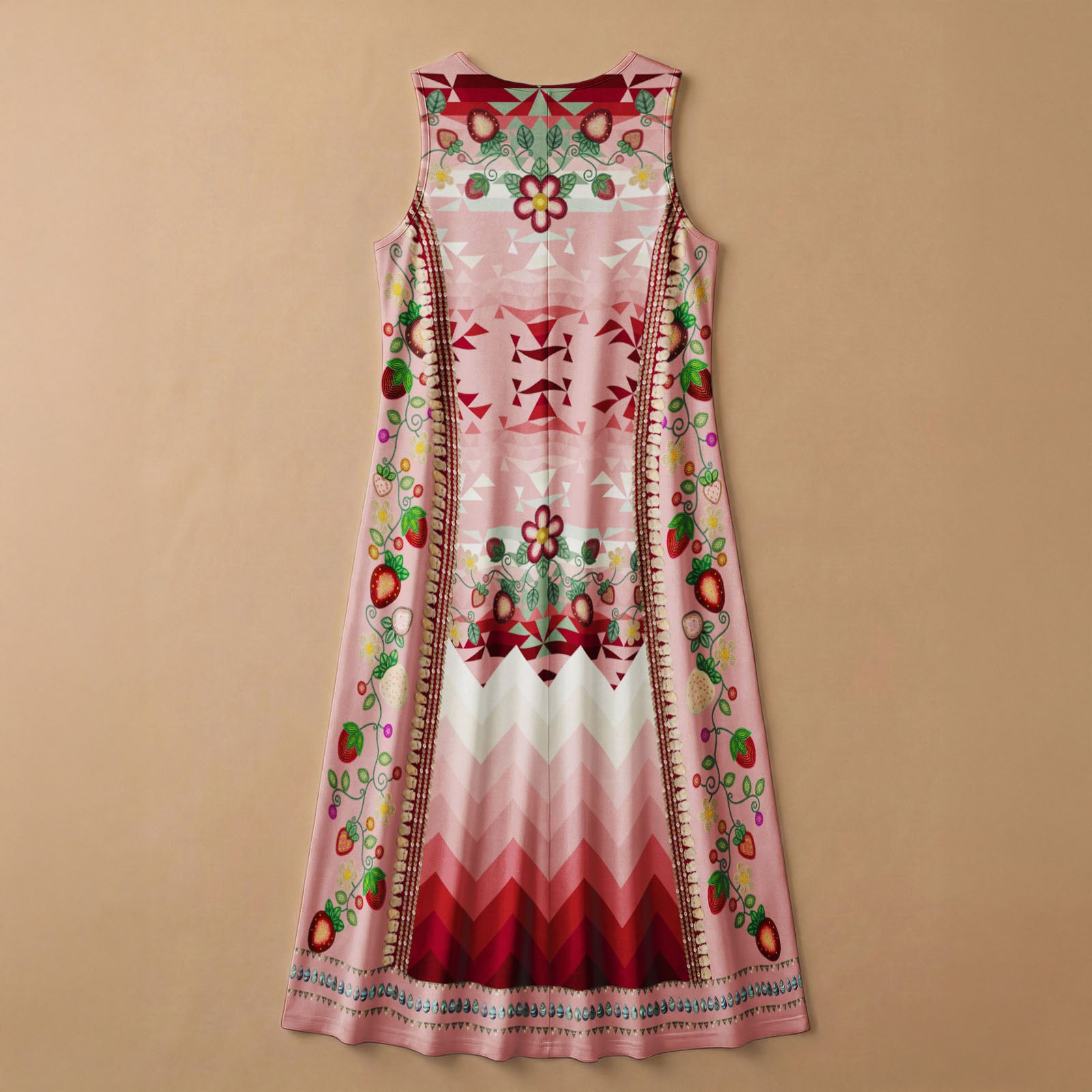 Sacred Strawberry Pink 1 Women's Sleeveless Long Dress