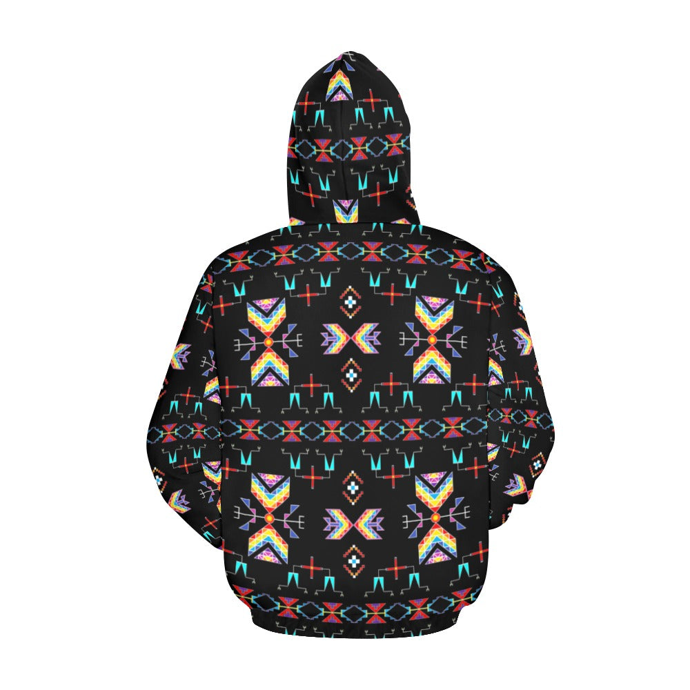 Rainy Chief Rainbow Black Hoodie for Women (USA Size)
