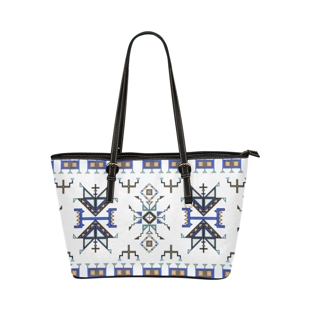 Eagle Strike White Leather Tote Bag/Large