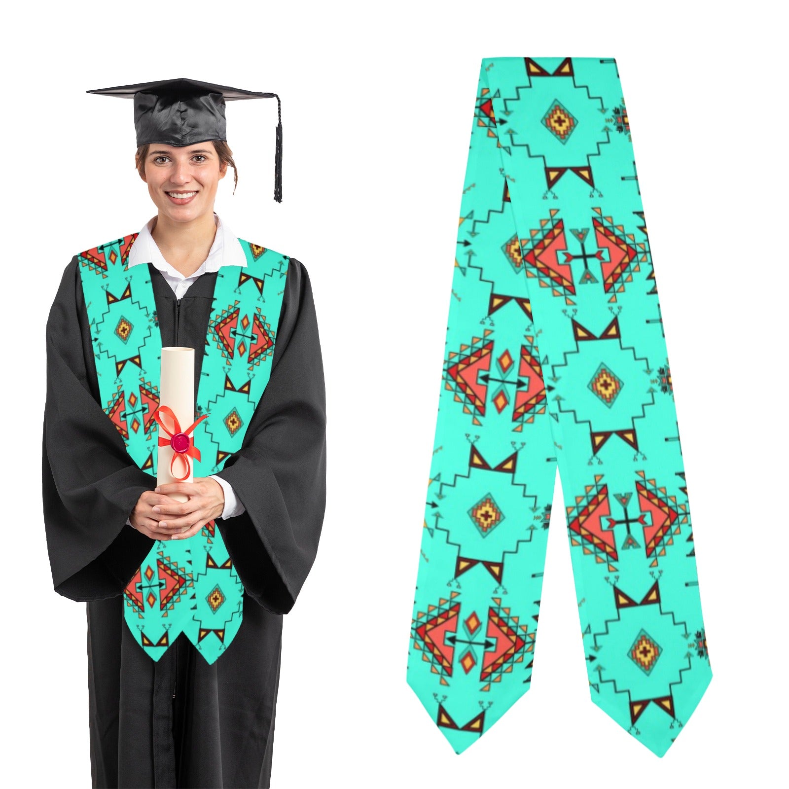 Thunder Flight Turquoise Graduation Stole