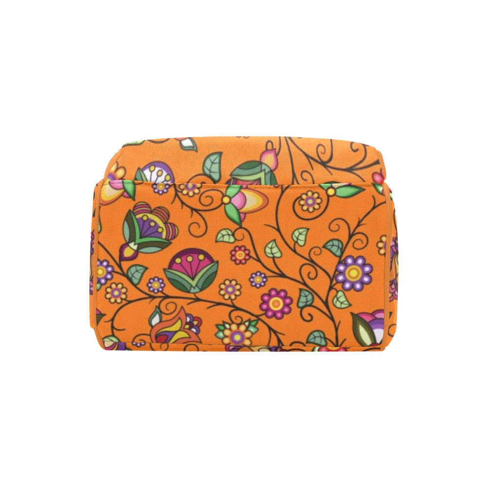 Heartbeat Petals Orange Multi-Function Diaper Backpack/Diaper Bag