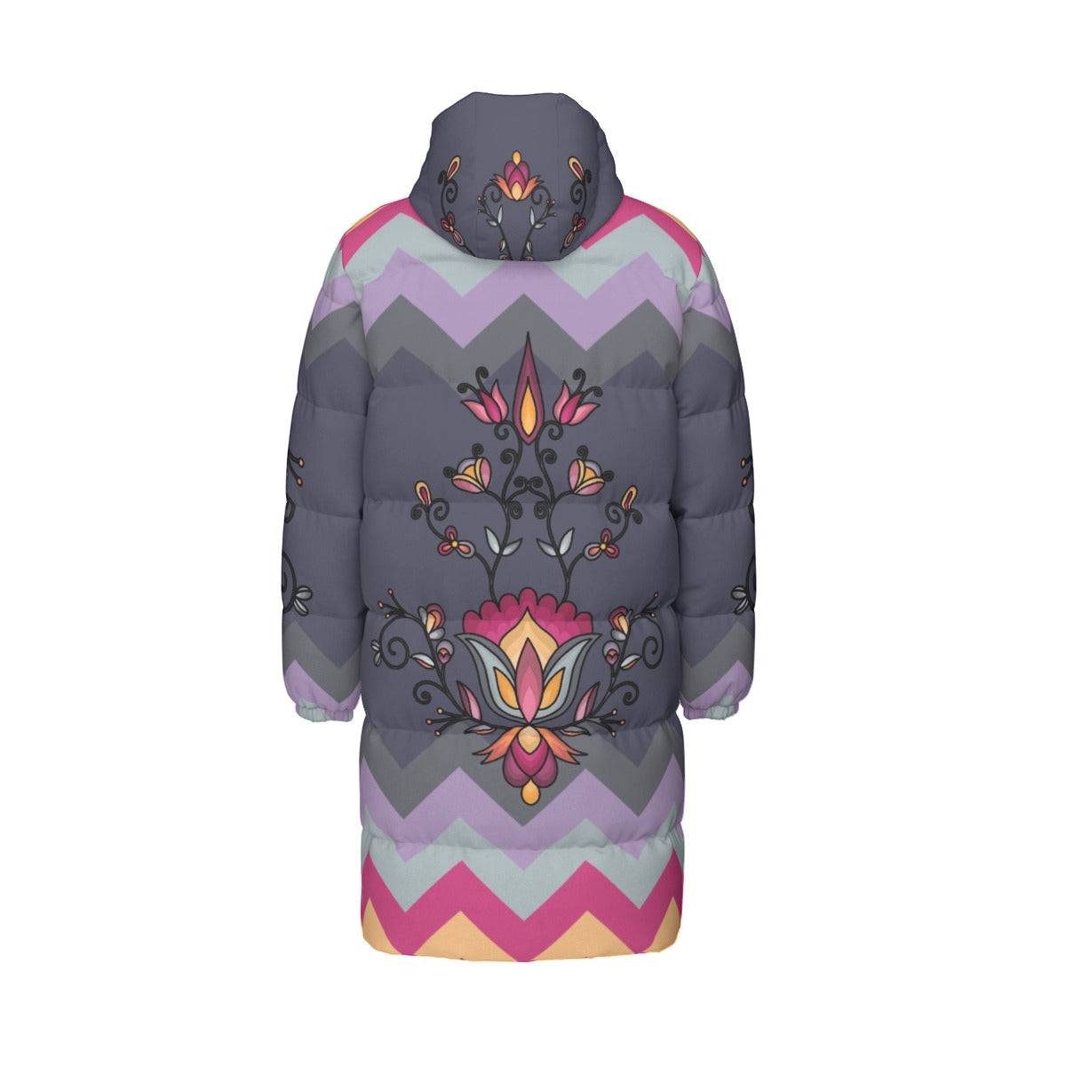 Crimson Drift Petals Unisex Long Down Jacket