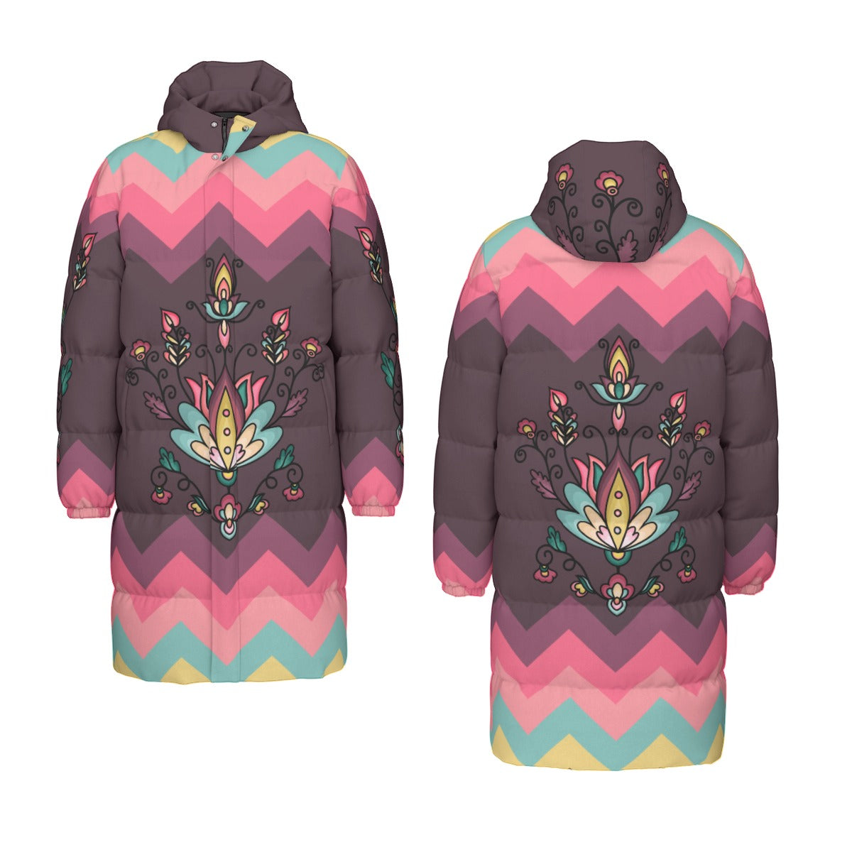 Golden Harvest Bloom Unisex Long Down Jacket