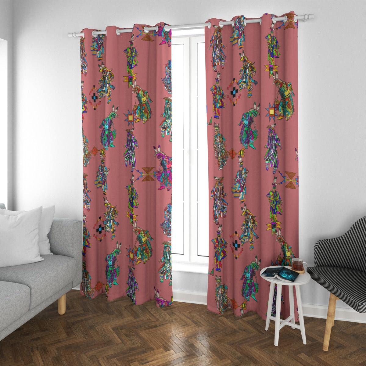 Men's Grass Dancers Terra Cotta Blackout Grommet Curtains | 265(gsm)