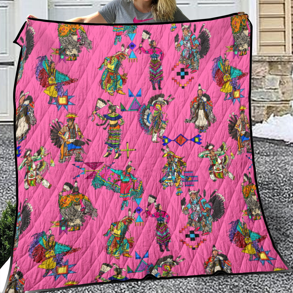 Grand Entry Dancer Pink Lightweight & Breathable Quilt With Edge-wrapping Strips