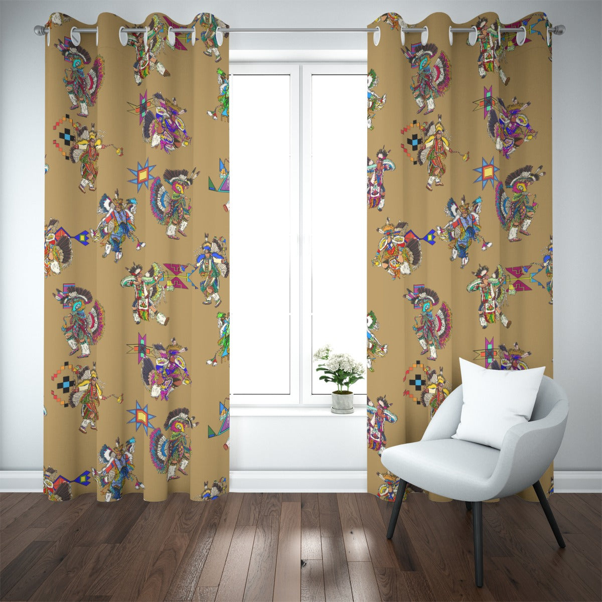 Men's Fancy Dancers Earth Blackout Grommet Curtains | 265(gsm)