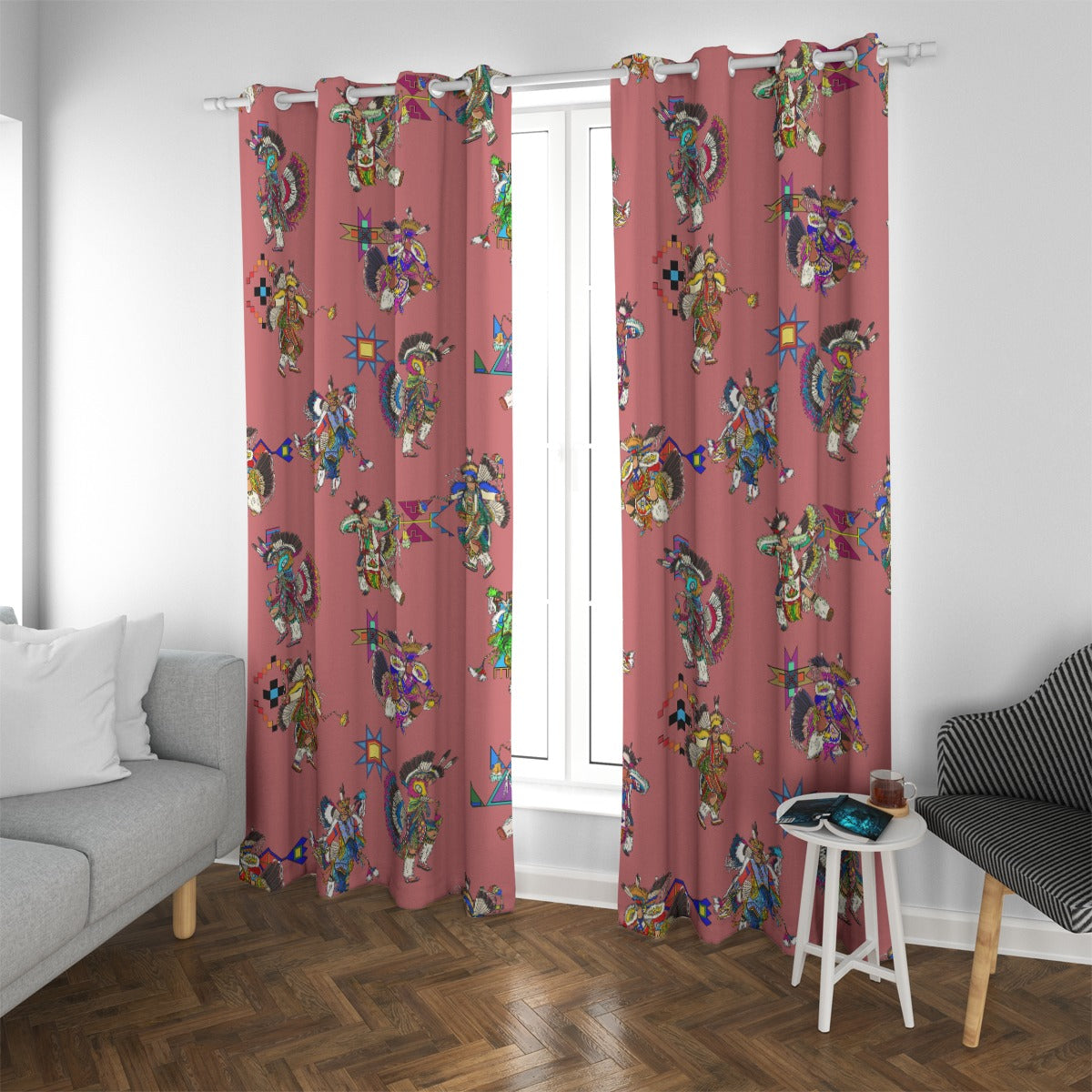 Men's Fancy Dancers Terra Cotta Blackout Grommet Curtains | 265(gsm)