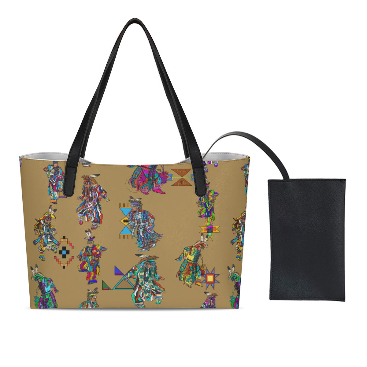 Men's Grass Dancers Earth Shopping Tote Bag With Black Mini Purse