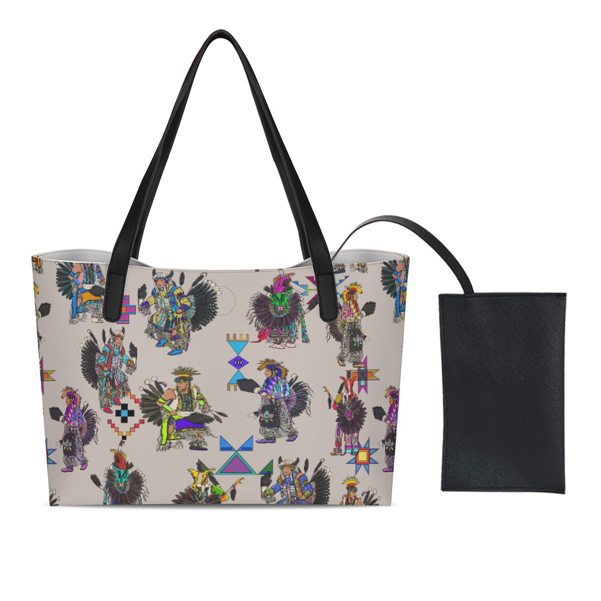 Men's Tradish Dancers Muslin White Shopping Tote Bag With Black Mini Purse