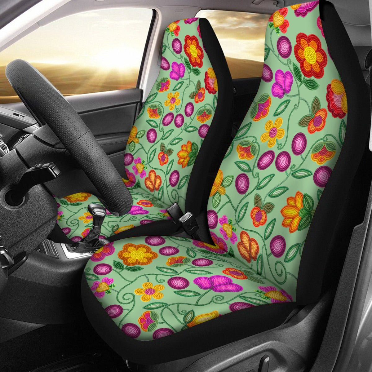 Boreal Bounty Green Universal Car Seat Cover With Thickened Back