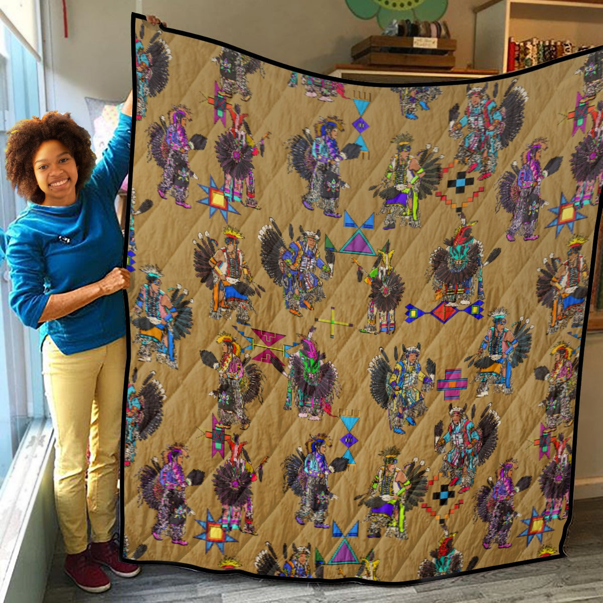 Men's Tradish Dancers Earth Lightweight & Breathable Quilt With Edge-wrapping Strips