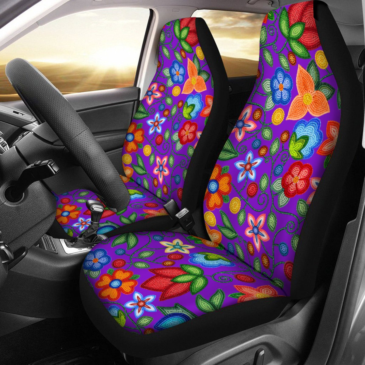 Morning Harmony Purple Universal Car Seat Cover With Thickened Back