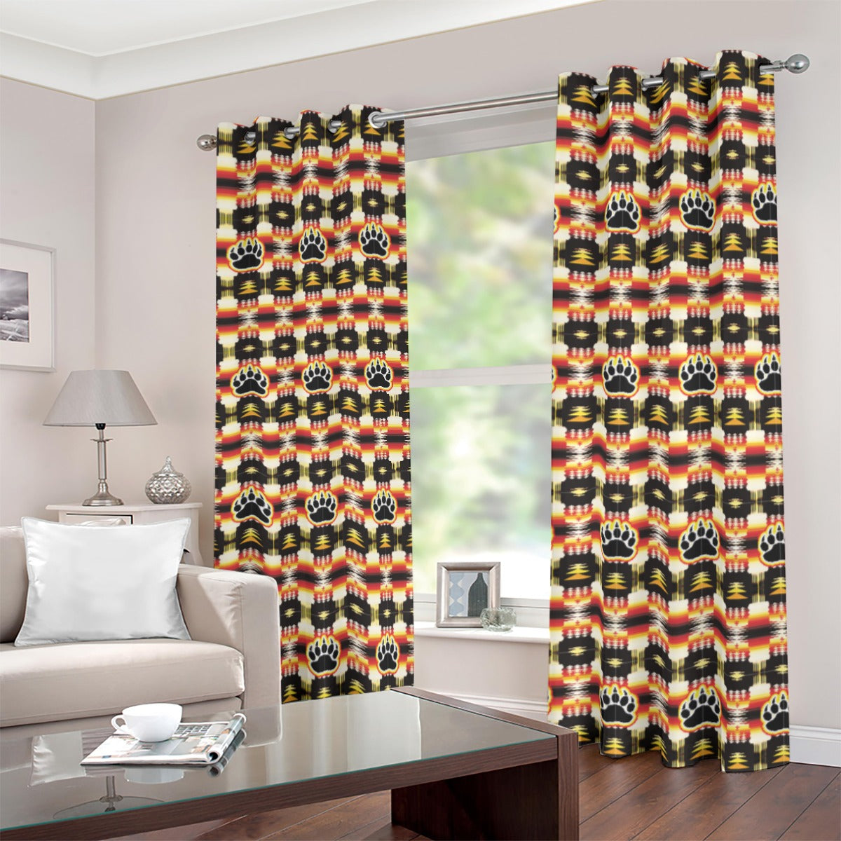 Medicine Wheel Sage Bear Paw Blackout Grommet Curtains | 265(gsm)