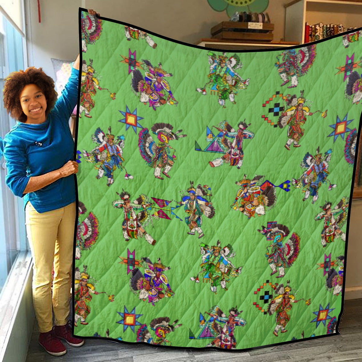 Men's Fancy Dancers Grass Lightweight & Breathable Quilt With Edge-wrapping Strips