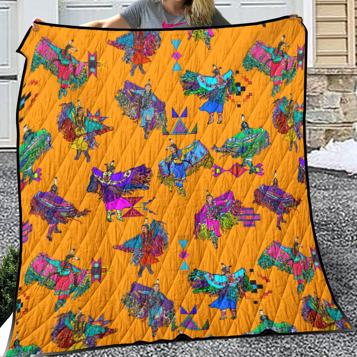 Women's Fancy Dancers Orange Lightweight & Breathable Quilt With Edge-wrapping Strips