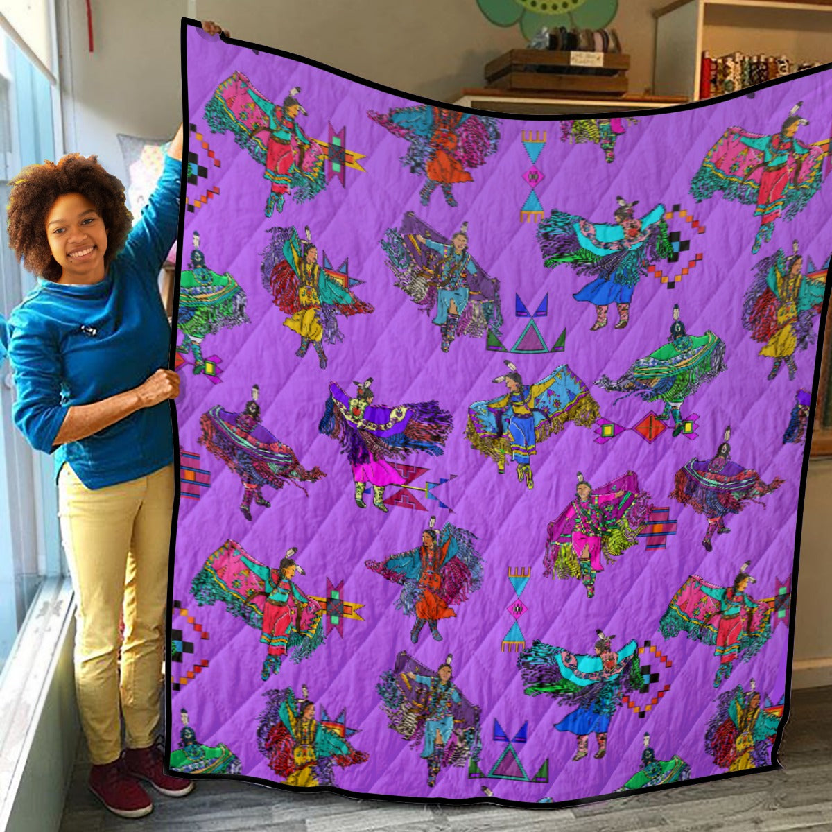 Women's Fancy Dancers Purple Lightweight & Breathable Quilt With Edge-wrapping Strips