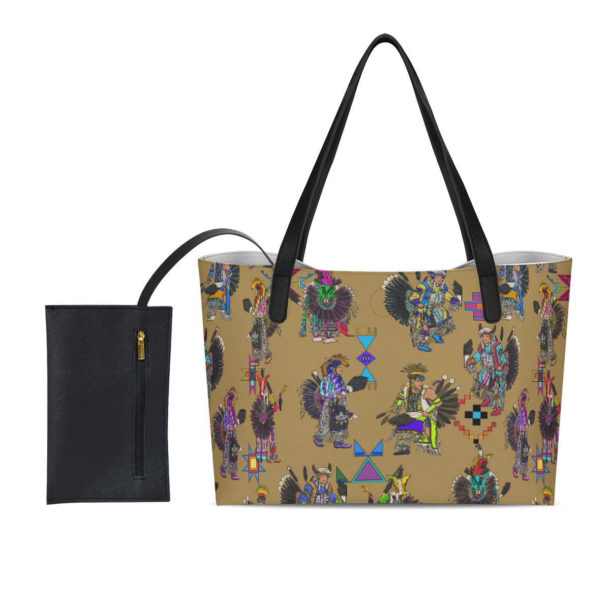 Men's Tradish Dancers Earth Shopping Tote Bag With Black Mini Purse