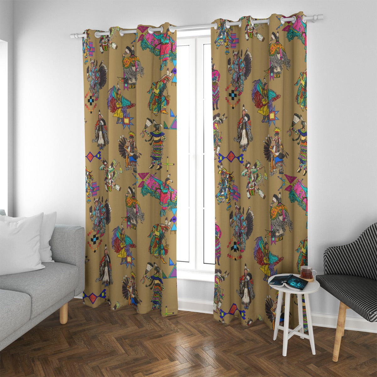 Grand Entry Dancers Earth Blackout Grommet Curtains | 265(gsm)