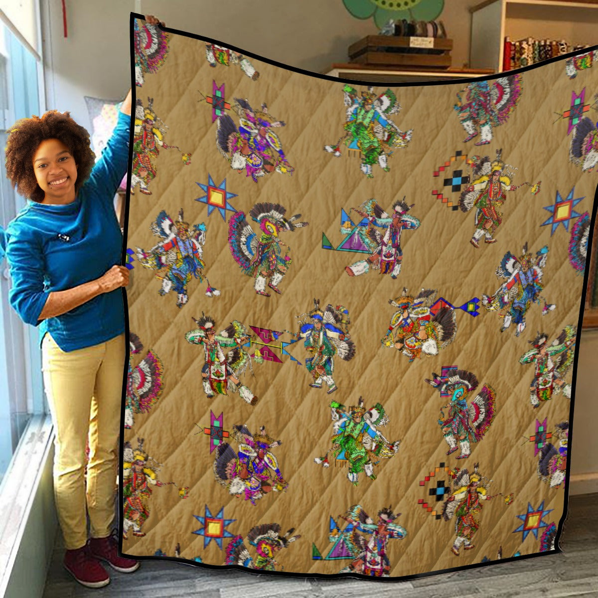 Men's Fancy Dancers Earth Lightweight & Breathable Quilt With Edge-wrapping Strips